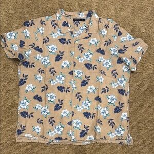Nautica Tan Floral Button Down Shirt XXL
